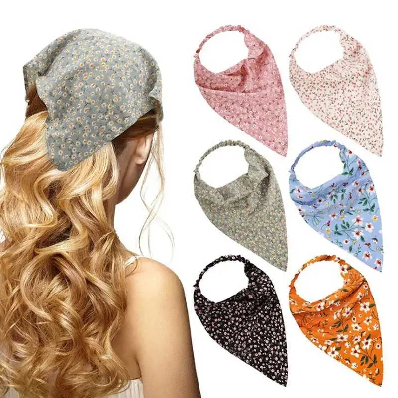 Bandanas Durag Retro Womens Headband Flower Elastic Turbo Headband New Summer Beach Headband Womens Hair Accessories 240426