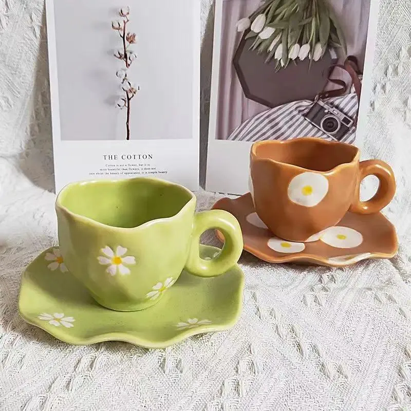 Kupalar Nordic Ins Düzensiz El Yüzlüğü Kahve Oturma Odası Yemek Masası Öğleden Tea Seramik Kahvaltı Kupaları El Sanatları Doğum Günü Hediyesi