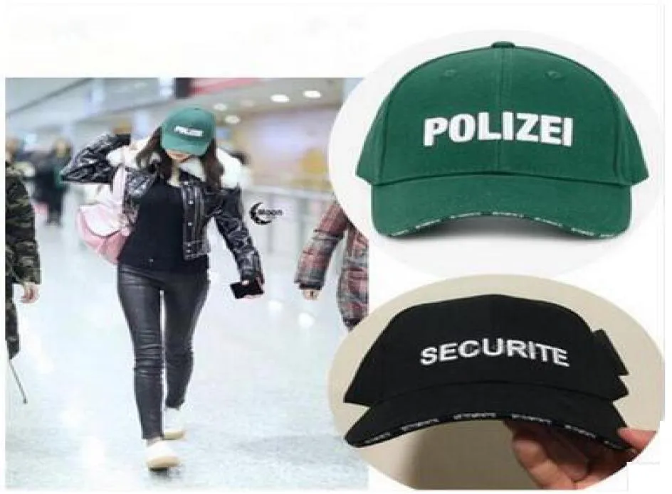 Lettera di vetoment Capite di ricamo securite Polizei Black Green Balfastro Brand Fashion Brand Teenager Cool Steet Baseball Caps Sump Sun 8860152