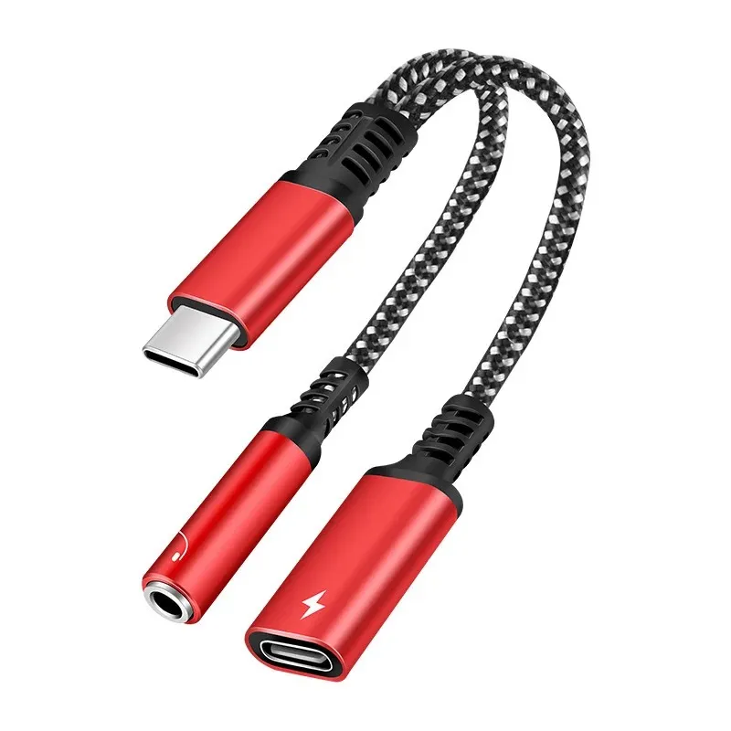 2 I 1 USB C till 3,5 mm hörlursuttag Adapter Typ C Charge Audio Aux Adapter för iPad Pro Samsung S20 Ultra Note 20 10 Huawei