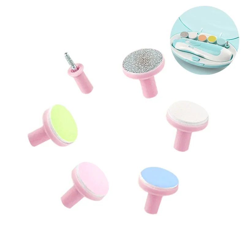 Care 6 PCS Electric Baby Nail Trimmer Head Replacement Kids Spädbarn Saf Nail Manicure Polering Sandsvamp