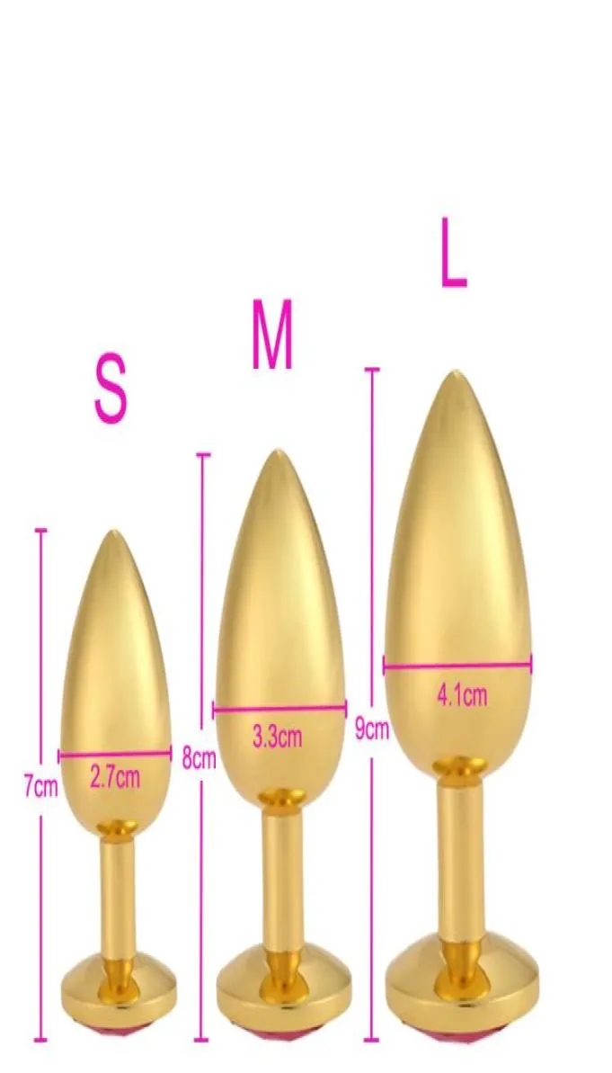 Yuelv Gold Metal Anal Toys Butt Butt en acier inoxydable diamant anal bouchon anus plaqué insert stopper adultes toys pour femmes men5308462