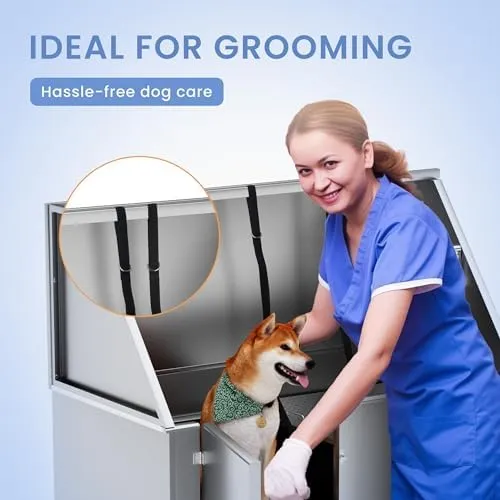 POLIMO Dog Washing Station, LED Professional Stainless Steel Dog Bathing Station, Dog Bathtub For Large, Medium & Small Dog, Dog Bathtub With Window