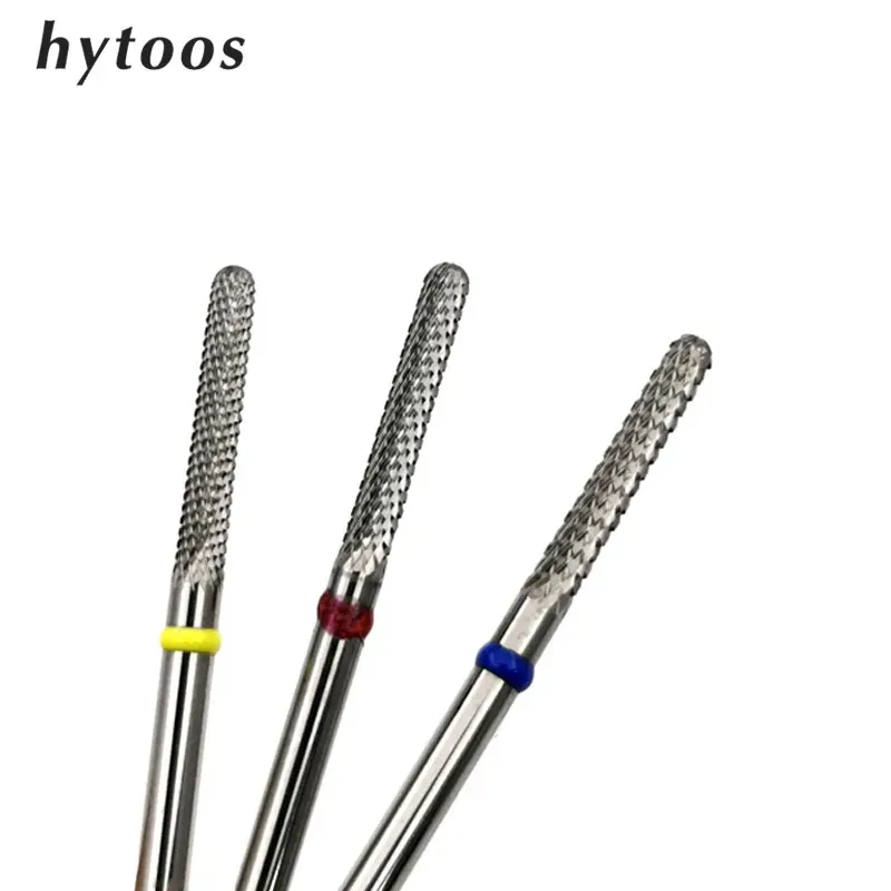 Bits hytoos xf f m forma de haste carboneto bit de unhas de carboneto 3/32 manicure cuticle cuticle burr machine elétrica perfuração fornecedor de acessórios