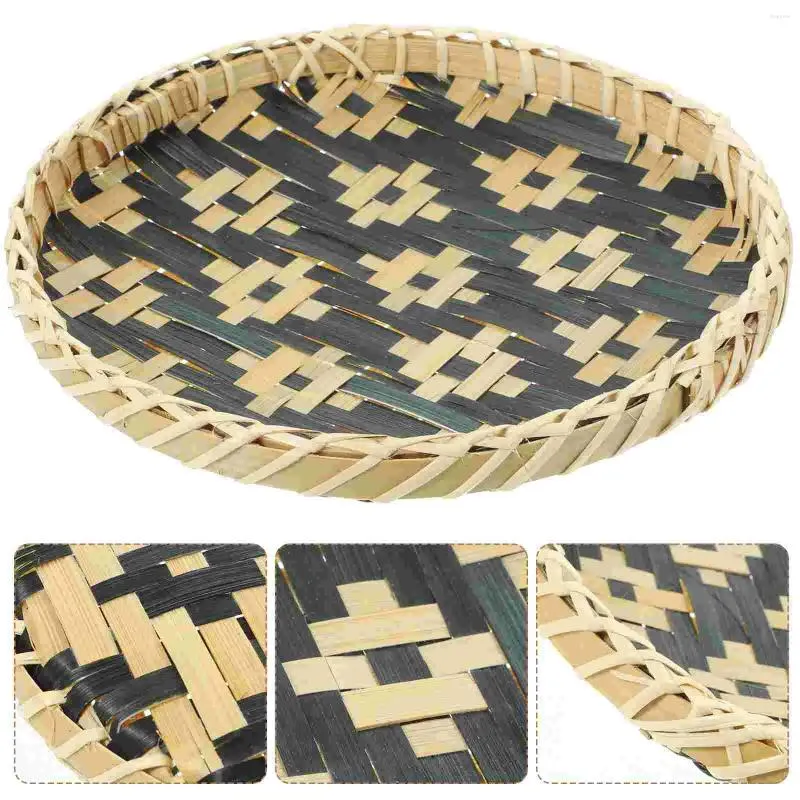 Plaques Bambou Woven Tray Small Round Panier Round Basket