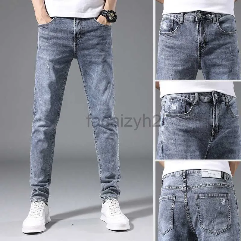 Mäns jeans Vår/sommar Nya herrar Jeans Youth Slim Fit Small Feet Pants Men's Trendy Casual Elastic Large Size Denim Plus Size Pants