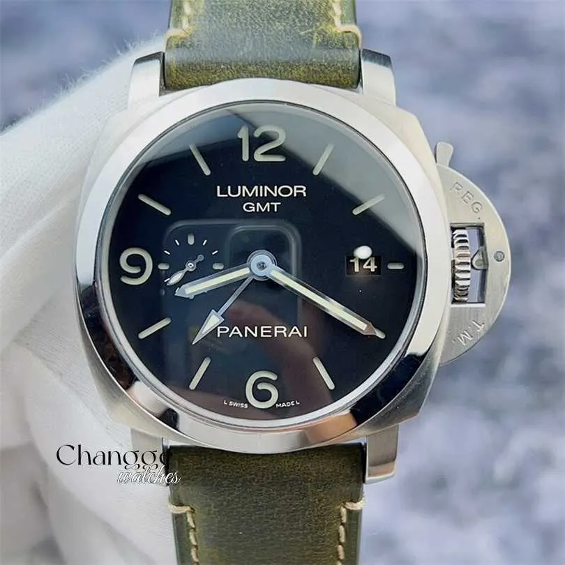 2024 New Men Watches High Gityity Steel Luxurz Quartz Cronograph Motivo relógios Penerei PAM00320 Material de aço de precisão Placa preta pequena Data da agulha DI