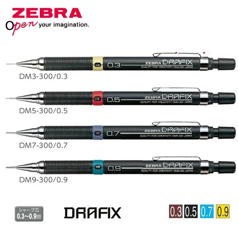 Zebra Drafix Mechanical Pen DM3/5/7/9-300 Professionell Ritning Automatisk penna Enkelt och praktiskt lättviktsmaterial 240416