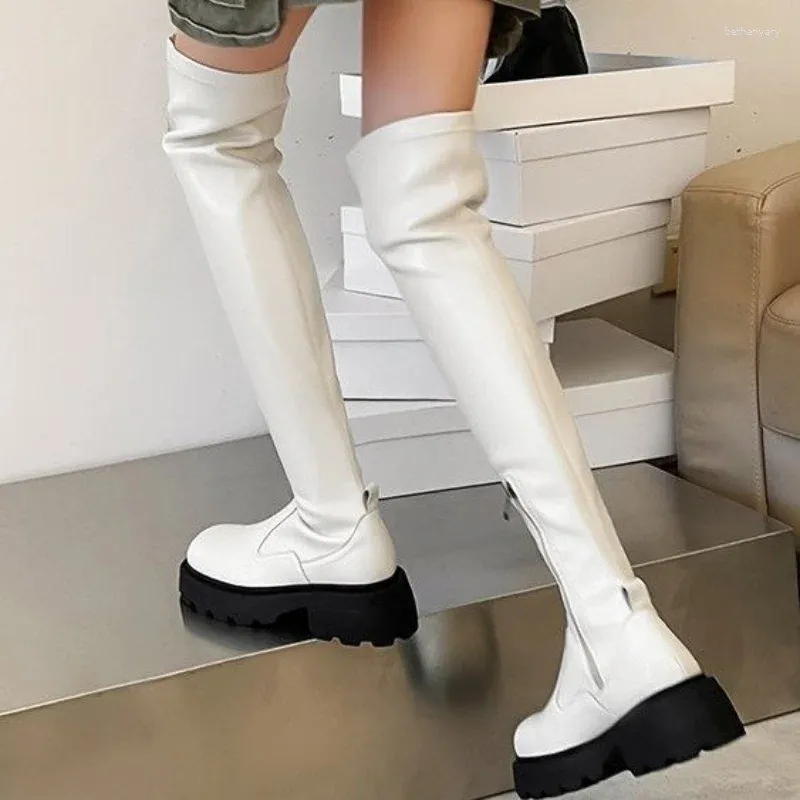 Boots Femmes Over-the-Knee Boot Winter Marque sexy longue jambe épaisse épaisse élastique mince élégant knight botas altas plataforma mujer