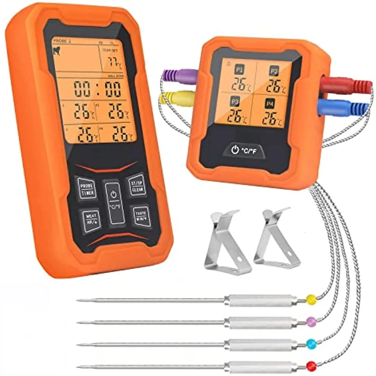 Thermomètre de viande sans fil Thermomètre à viande de cuisson alimentaire à distance numérique pour grill fmeur cuisine 500 pi Double sondes 240423