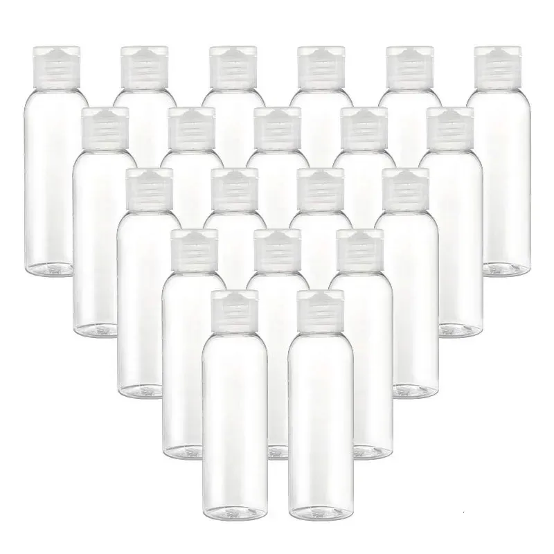 50st 5-100 ml plast PET Flip lock Lotion flaskor Partihandel Klar kosmetisk provbehållare mini resefyllning injektionsflaskor 240425