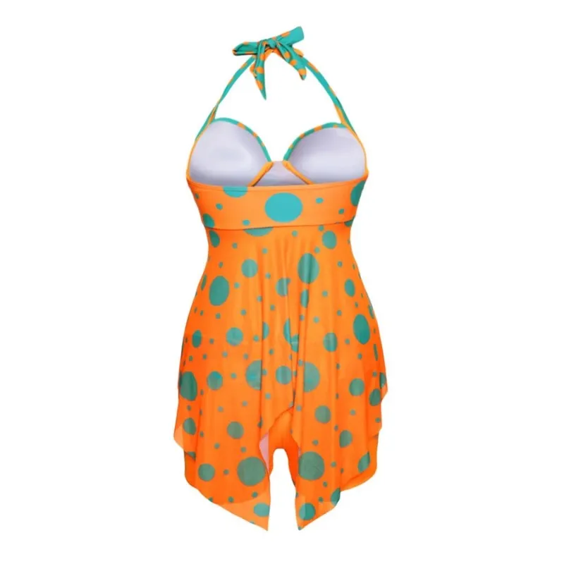 Dot Tankini Plus Swwear Swwear Grands de maillot de bain en deux morceaux avec un maillot de bain de couverture Femmes Push Up Bikini Badpak Swim Robe