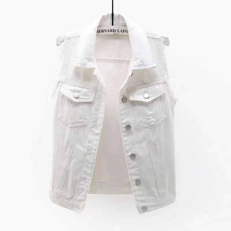 6 Colors Fashion Denim Vest Female Spring Autumn Sleeveless Wild Tops Short Jacket Women 4XL Jean Waistcoat 240415