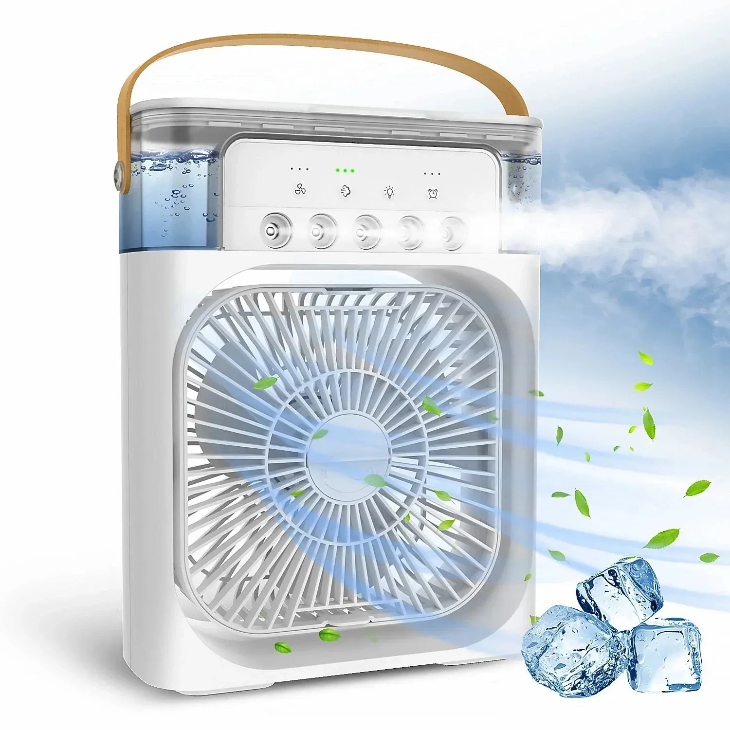 Portable Fan Air Conditioners USB Electric LED Night Light Water Mist Fun 3 In 1 Humidifie For Home 240411