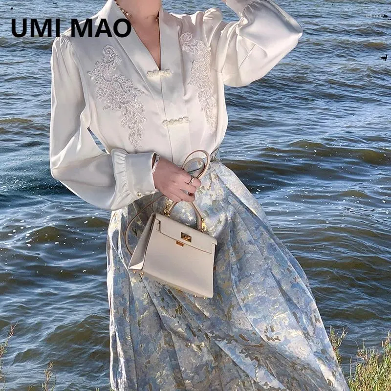 スカートウミーマオ中国人馬の顔スカート日本の春の夏スタイル刺繍半分エレガントな女性ファム
