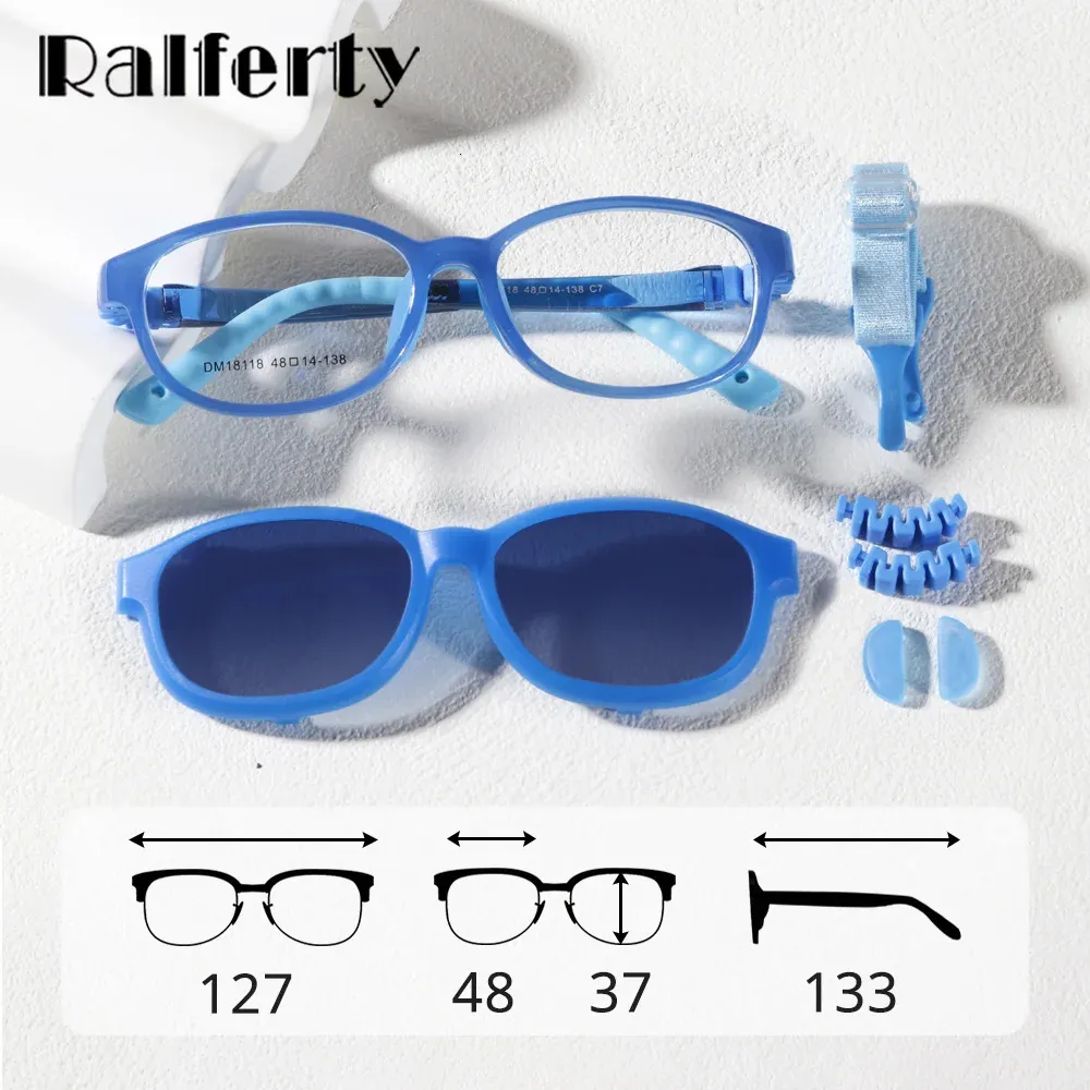 Ralferty spolaryzowane okulary przeciwsłoneczne dla dzieci 2 w 1 klipsy na okularach Uv400 okulary dziecięce na receptę Ramki krótkowzroczności optyczne okulary 240424