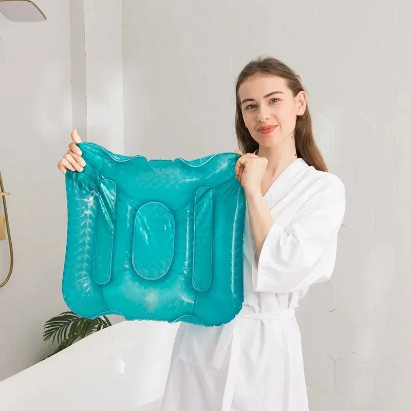 Inflatable spa bathtub pad anti hemorrhoid cushion Japanese and Korean bath pool suction cup water injection pad Laser material