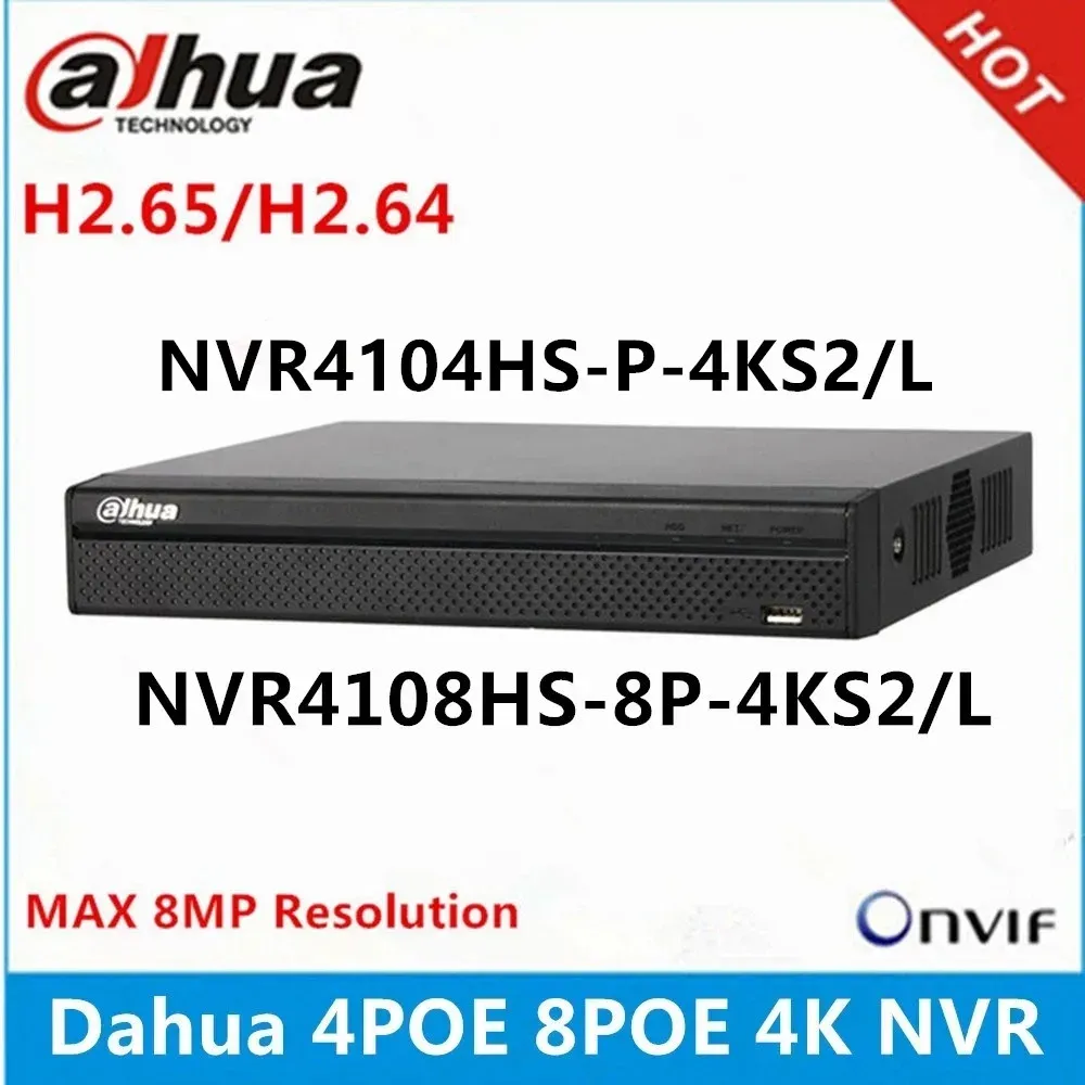 Interphone Dahua NVR4104HSP4KS2 / L 4CH avec 4 POE NVR4108HS8P4KS2 / L 8CH AVEC 8POE PORTS MAX 8MP Résolution 4K Réseau vidéo Réseau