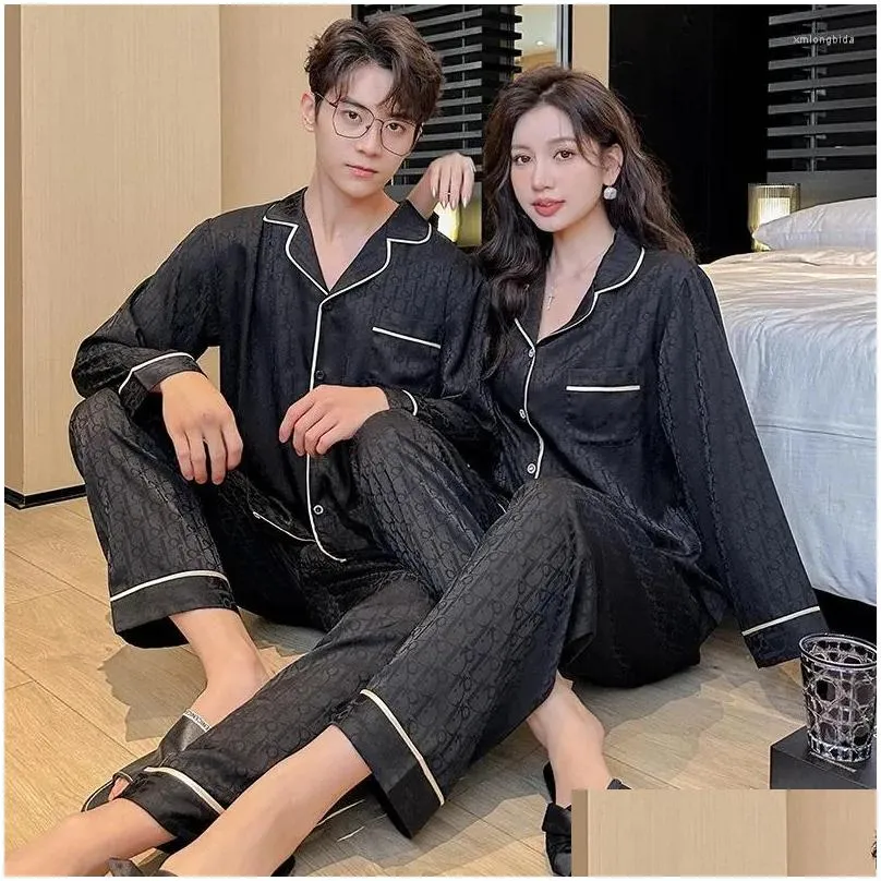 Vêtements pour femmes jxgarb automne fashion glace-silk femmes hommes couples pyjamas sets lointains