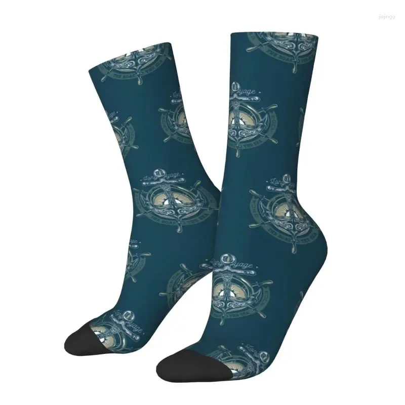 Erkek Çoraplar Kawaii Erkek Retro Vintage Deniz Çapa Elbisesi Unisex Rahat Sıcak 3D Baskı Denizci Ekibi