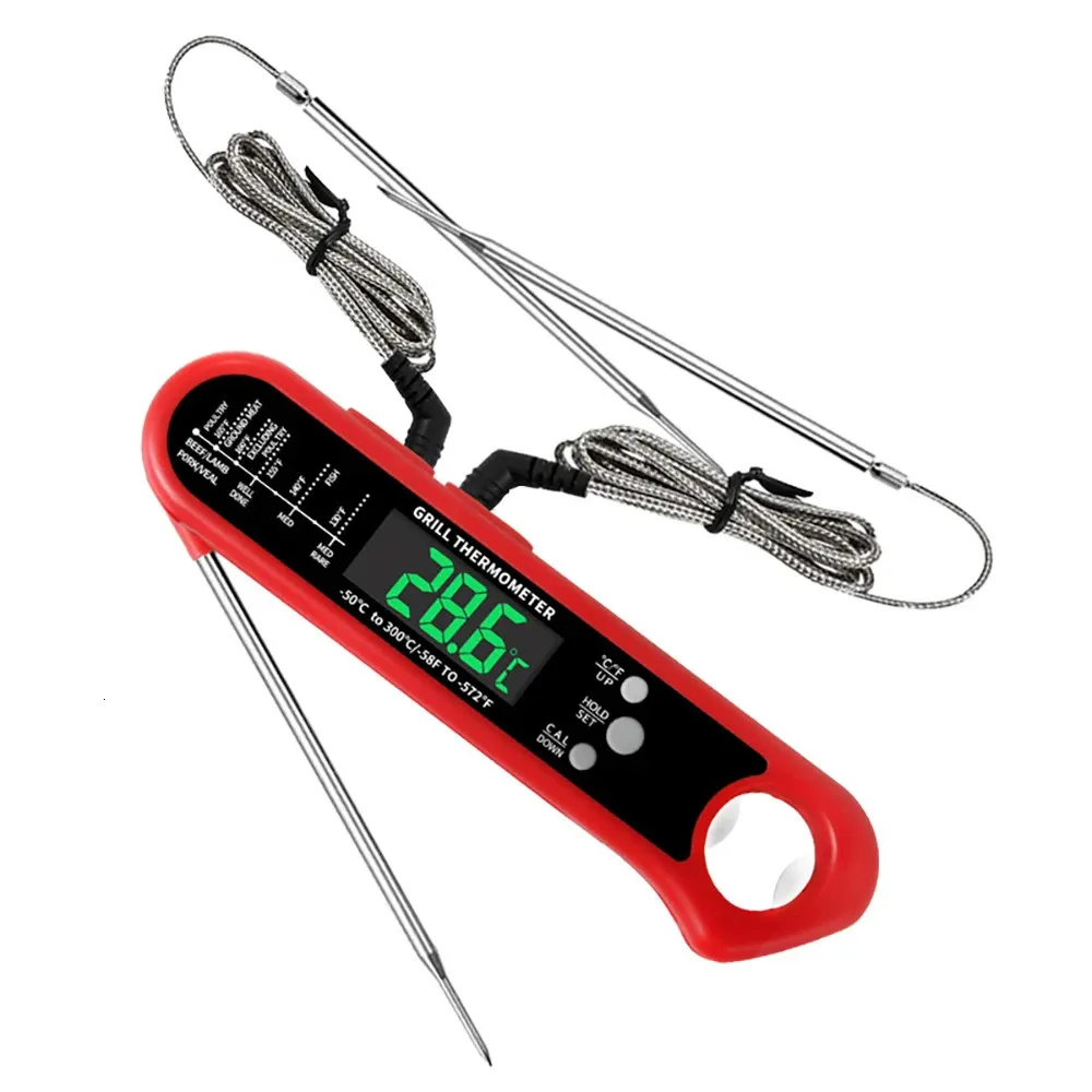 Cyfrowy termometr do termometru kuchenny termometr Mięso BBQ termometr podwójny sonda Wodoodporna narzędzia do gotowania 240415