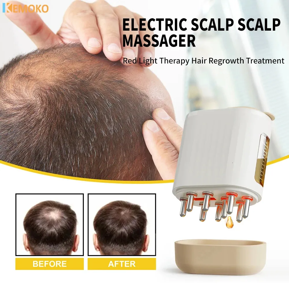 Rotlicht Kopfhaut Massagebaste EMS Pinsel Comb Applicator Flasche für Haaröl Wachstumsprodukte Kopfhautöl Applikator Anti -Haarausfall 240418