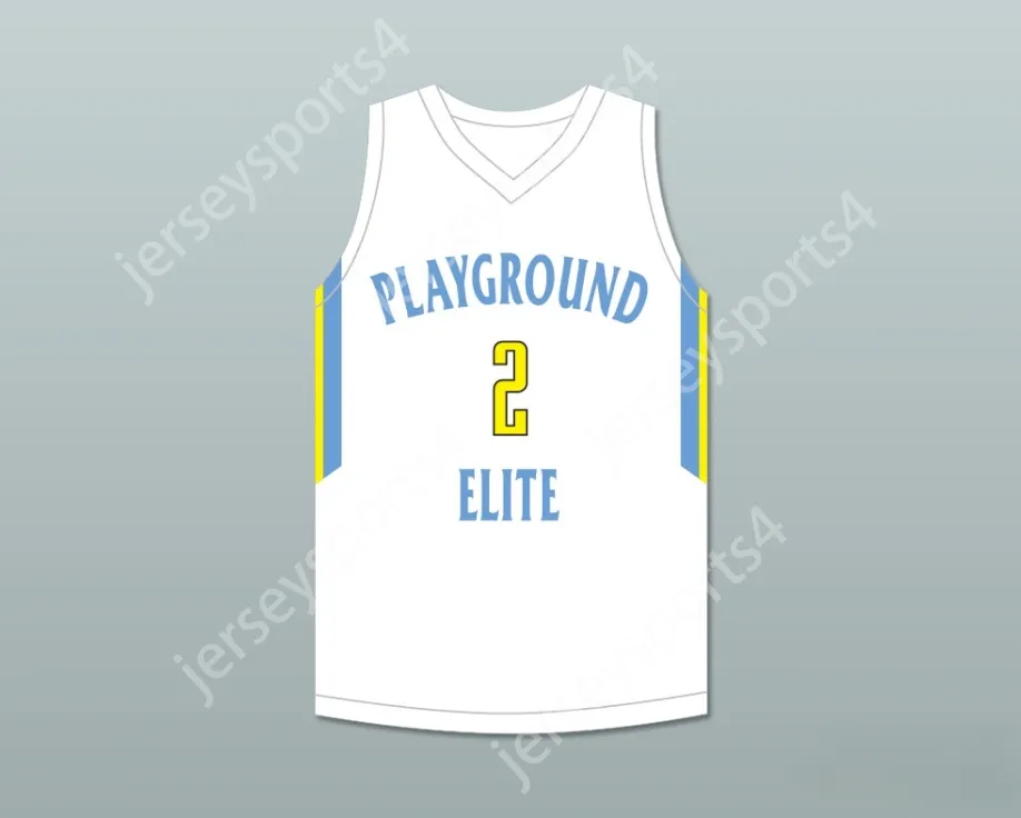 Aangepaste nee Naam Mens Jeugd/Kinderen Tyler Herro 2 Playground Elite Aau White Basketball Jersey Top gestikt S-6XL