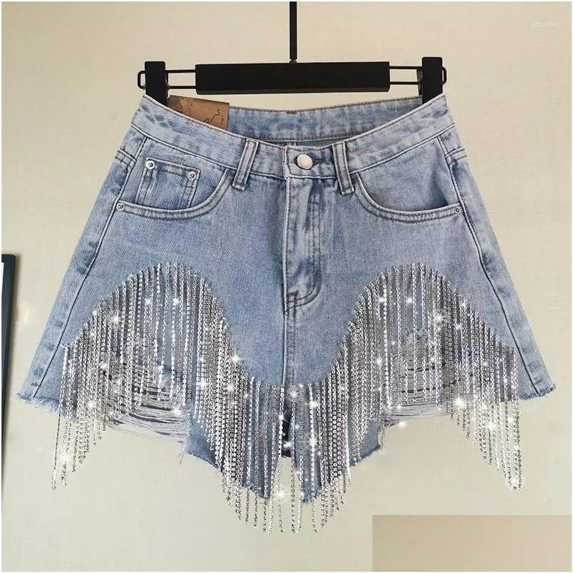 Frauen Jeans Kette 2023 Sommer hohe Taille schlanke y Shorts Ladies Denim Women Modehose Y2K Drop Lieferbekleidung Kleidung Dhgqj