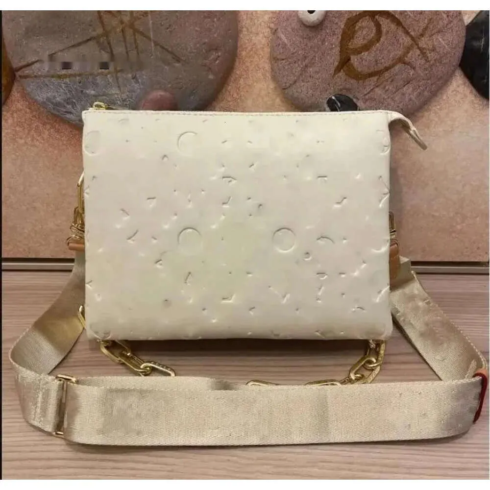 Louiseviutionbag coussin väskor högkvalitativ kvinnors designer purses axelpåsar lyxiga crossbody tote fyrkantiga handväskor äkta läder två remmar lvse väska