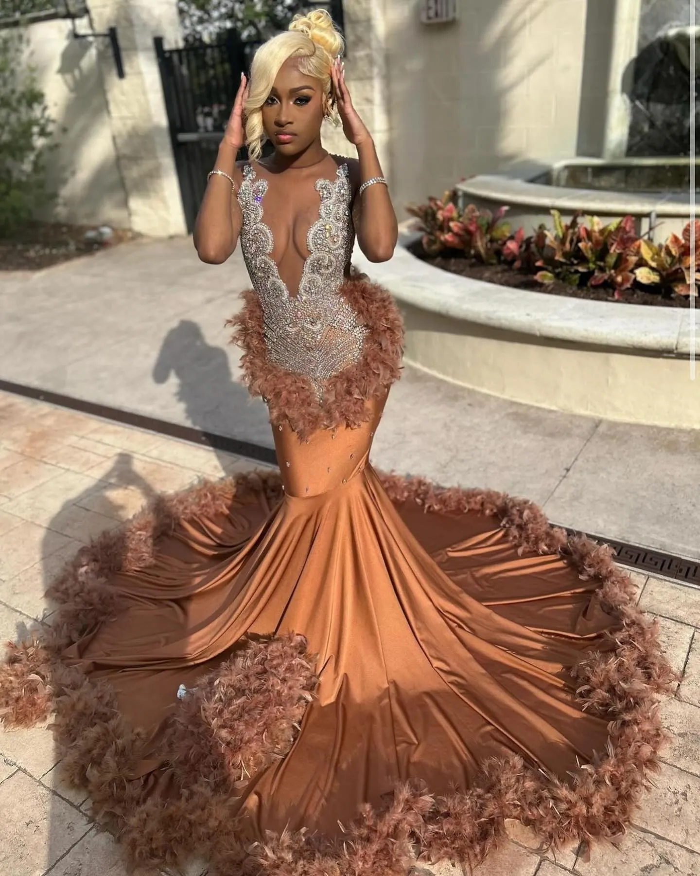 open lace back dress Cowl-V-Neck Long Faux-Wrap Prom Dress