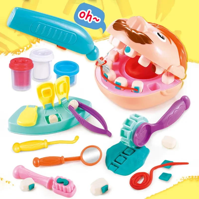 Çocuk Doktor Oyuncaklar Set Doctor Pretend Play Kit Set Oyunu Kızlar Erkek Diş Hekimi Diş Model Seti Çocuk Eğitim Oyuncak Hediyesi 240410