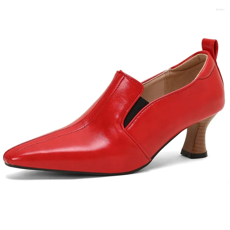 Kleiderschuhe elegante mittelschwere Absätze Pumpen rot blau schwarze weiße Frauen -Party -Büro Hochzeit Großgröße 45 50