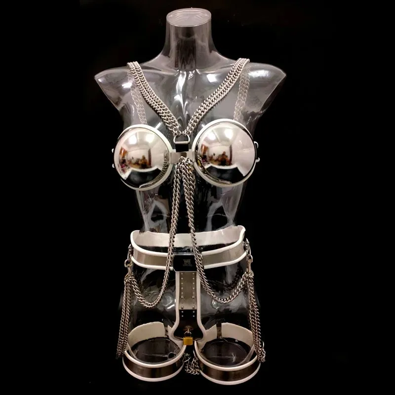 Chastity Belts For Women Stainless Steel Restraint Set: Bra, Thigh Ring ...