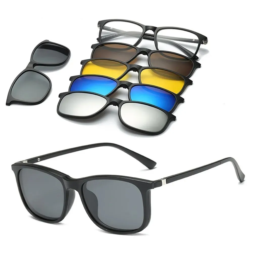 6 In 1 uomo personalizzato Donne donne polarizzate occhiali da sole magnetici clip magneti clip su occhiali da sole Clip su occhiali da sole cornice 240426