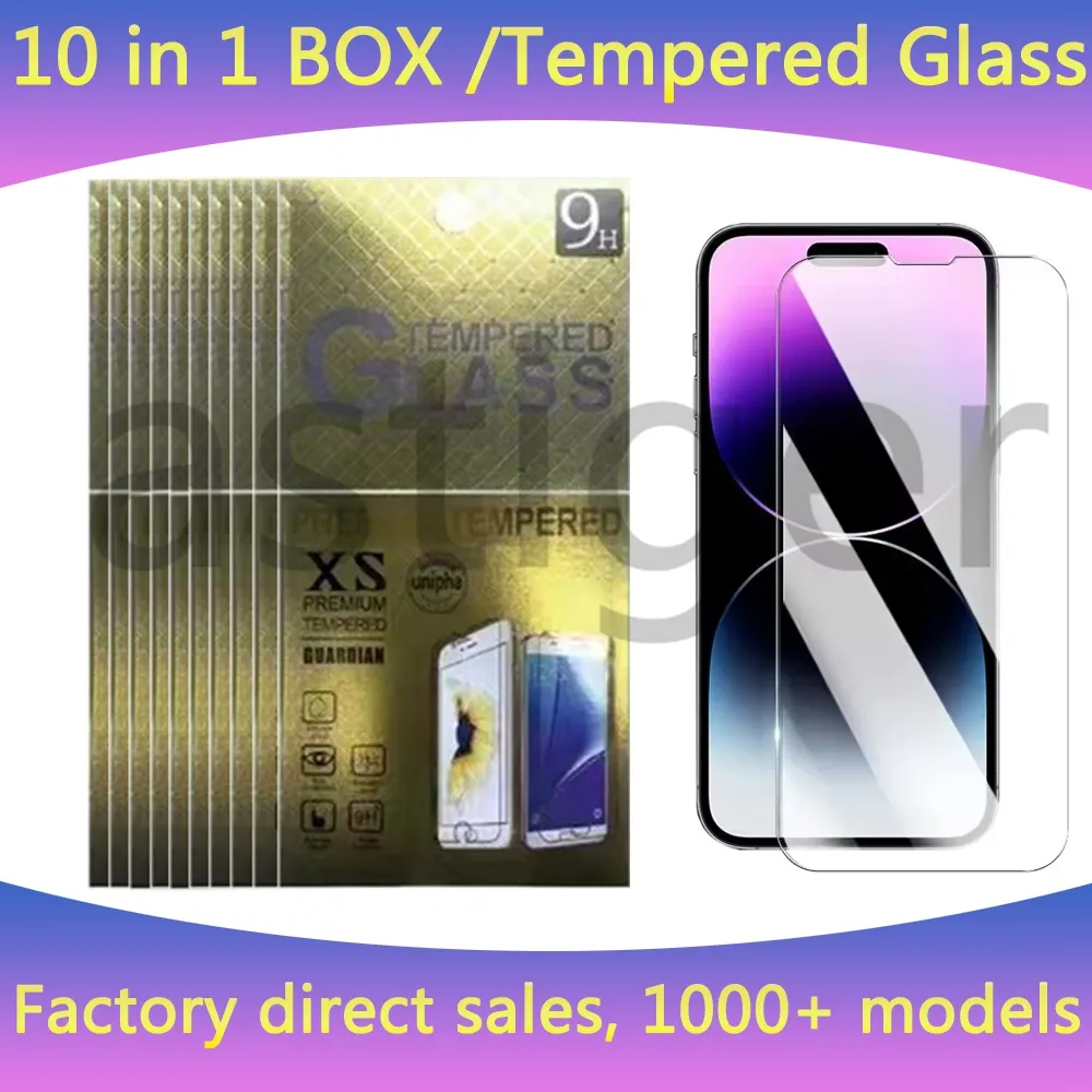 Verre d'écran de protecteur pour iPhone 15 14 13 12 Mini 11 Pro XS MAX XR 6 7 8 Plus Samsung A15 A25 A35 A55 A05 A32 Protect Film 9h 0,33 mm avec boîte de vente au détail en papier Wholesale