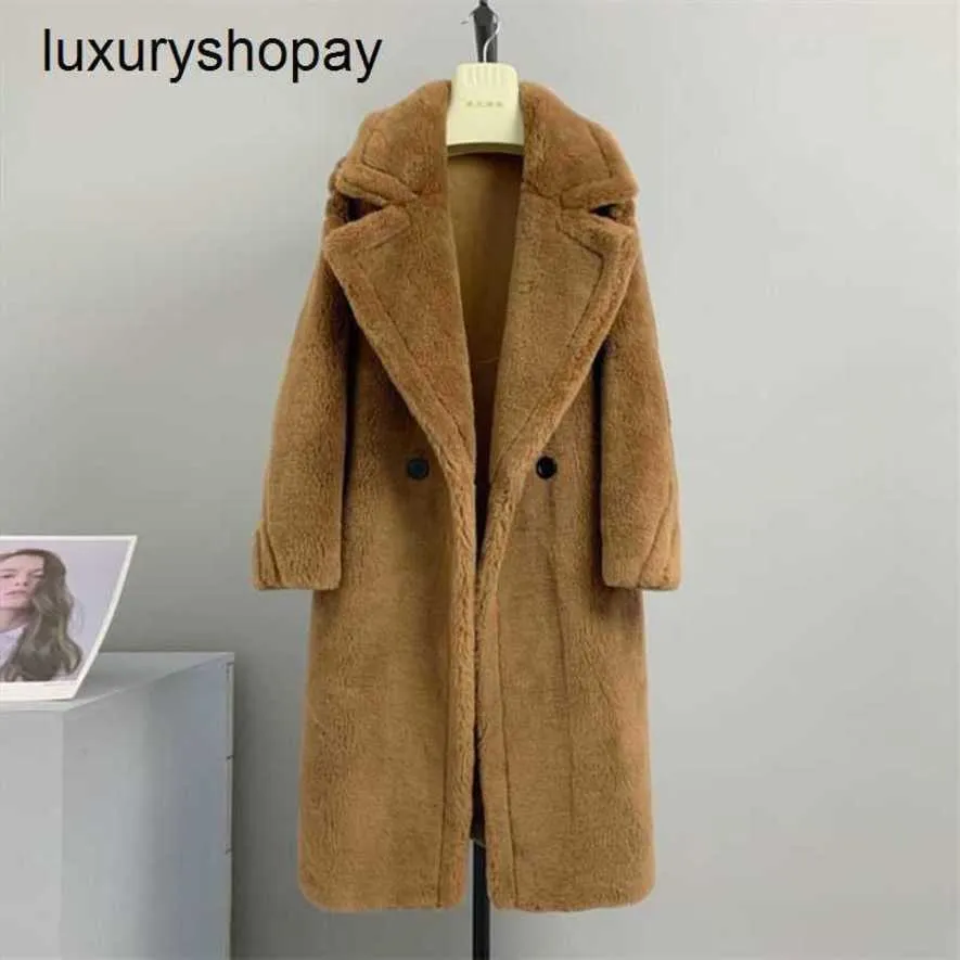 Maxmaras Coat Teddy Bear Womens Cashmere Wool Wool Winter Max Nowa koreańska edycja Autumnwinter Fur Medium Long