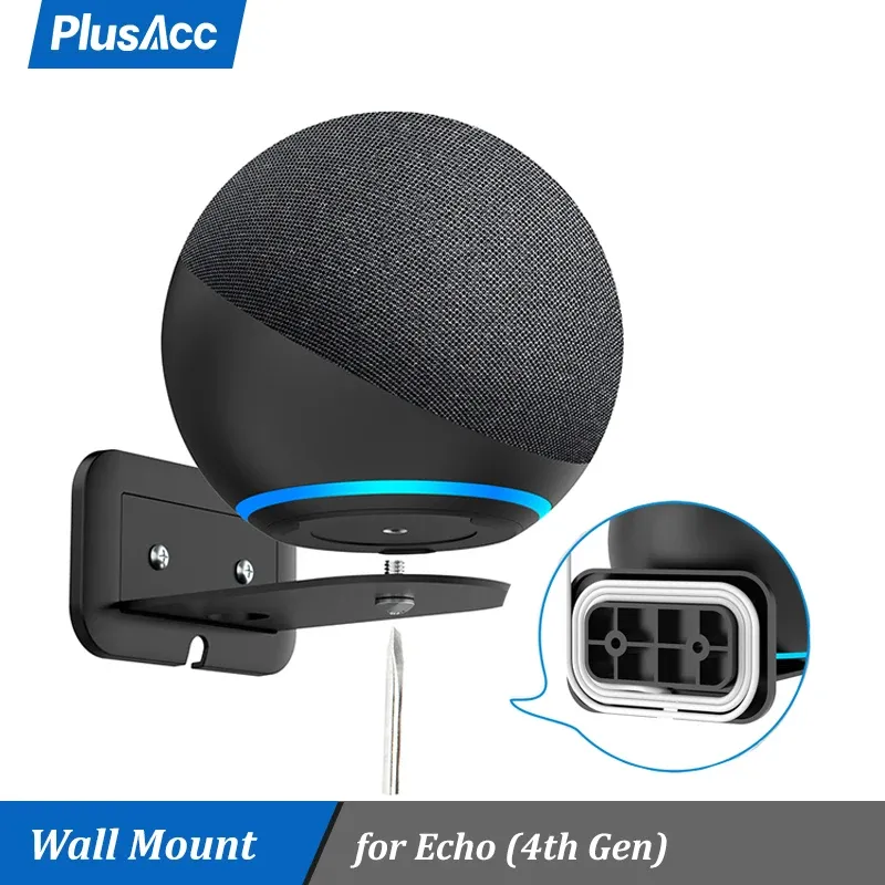 Acessórios PLUSCACC Montagem de parede para Amazon Alexa Echo 4 4ª geração Spaces Spaces -Solution Solução de metal Stand para alto -falantes Smart Hide Holdsy Fios bagunçados