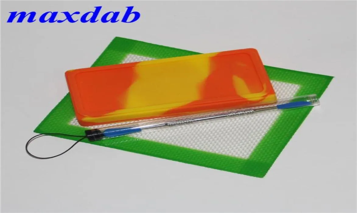 Silikonoljevaxkamratbehållare burkar fyrkantig silikon pad matt fyrkantig silikon vaxlagring med kisel spets dabber verktyg5210719