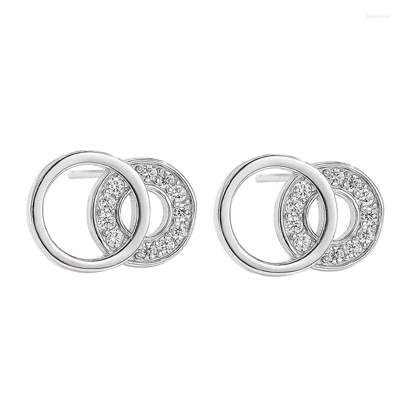 Stud -oorbellen S925 Sterling Silver Temperament Geometrische Circle Earring Persoonlijkheid Vrouwelijke sieraden ornamenten