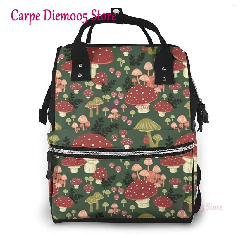 Backpack Bright Mushrooms Art Printed Mummy Diaper Bag Multi-Function Maternity Nappy Bags Kid With Laptop Pocket