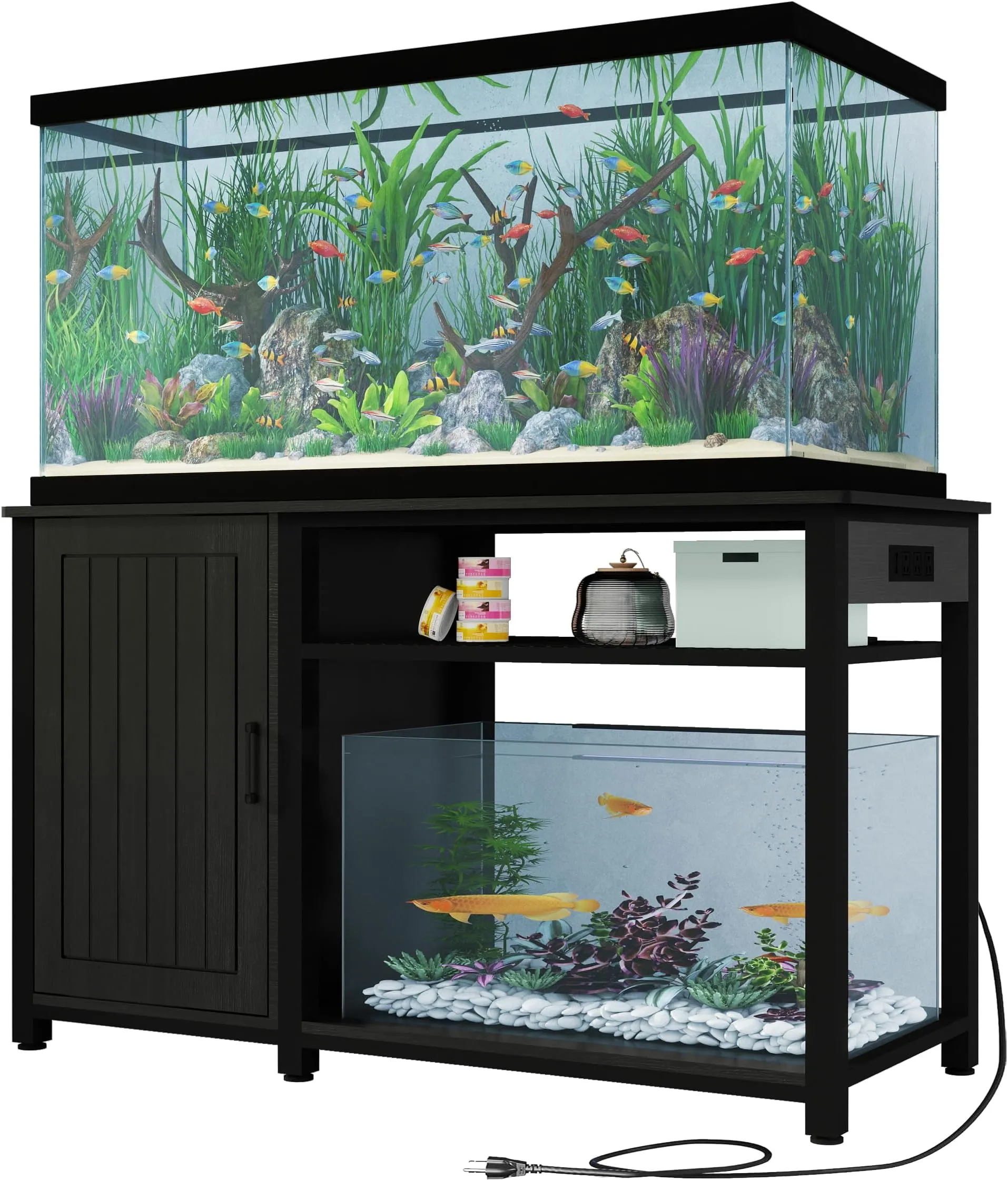 Heavy Duty Aquarium Stand for 55-75 Gallon Tanks with Power Outlets and  Storage Supports 880 LBS Space-Saving Design Ideal for Fish and  Turtle