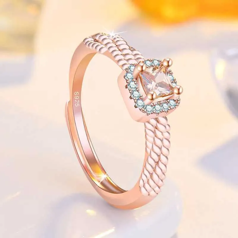 Wedding Rings Small sugar yellow crystal ring for womens new niche design adjustable index finger ring