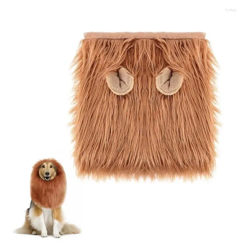 Hundkläder lejon mane peruker för hundar realistiska halloween kostymer roliga maskerad dräkt litet medium och stor