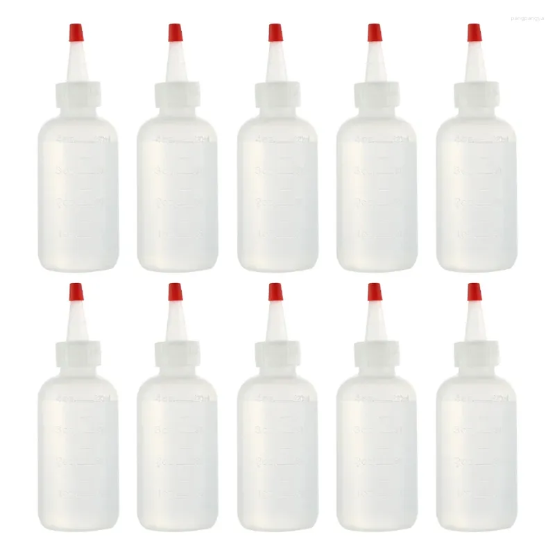 Lagringsflaskor 10st pressar dispensering med röda spetskapslar och mätsalladsås dispenserspressning container 120 ml