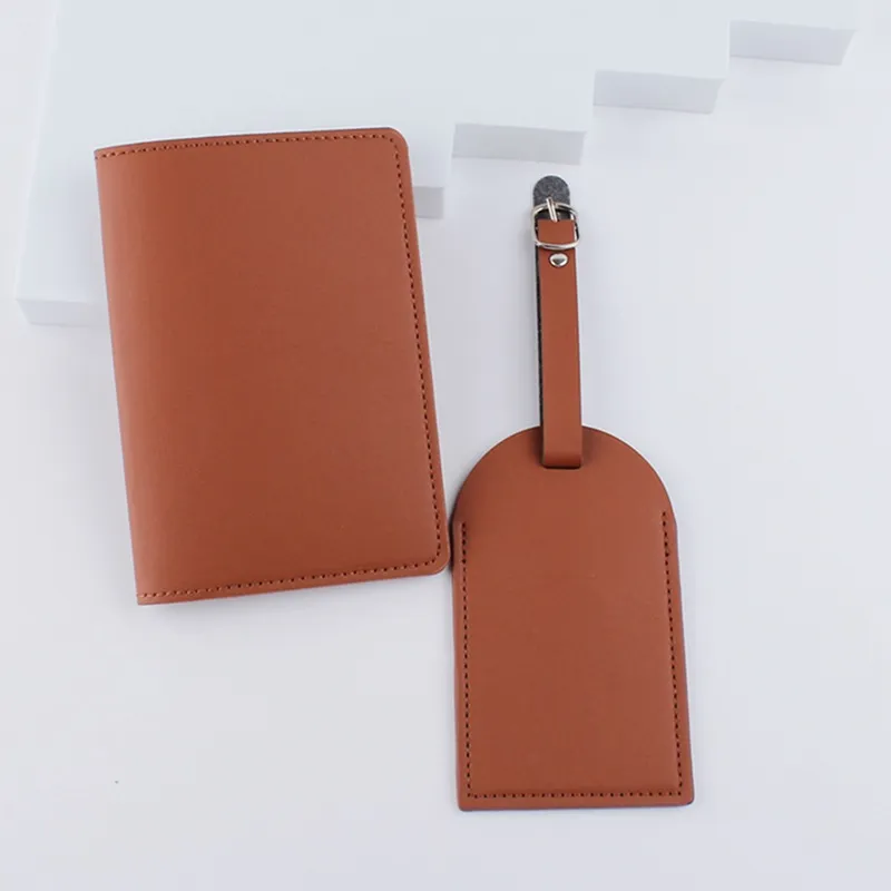 Amazon Solid Color Synthetic Leather Luggage Tag Set PU旅行搭乗パスパスポートホルダードキュメントバッグカスタムロゴ