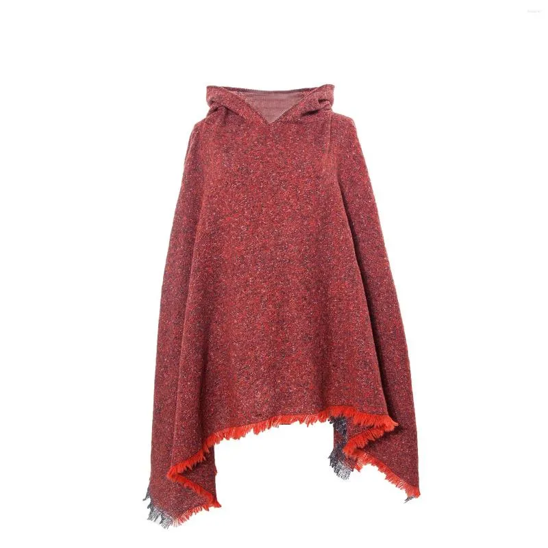 Women's T Shirts Fashion Autumn/Winter Knitted Hooded Cape Solid Colour Pullover Warm Scarf Woman Clothing Blouse 2024 Shirt