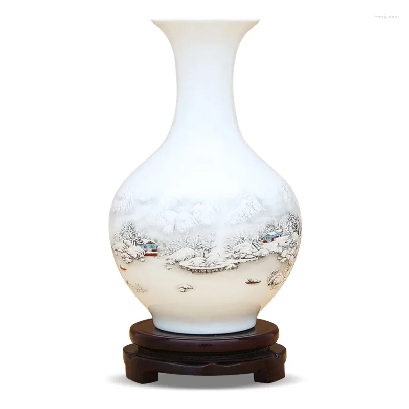 Vases Jingdezhen Ceramics Neo Chinese Style Vase Decoration Crafts Flower Arrangement Home Antique Shelf Wine Cabinet Decorations