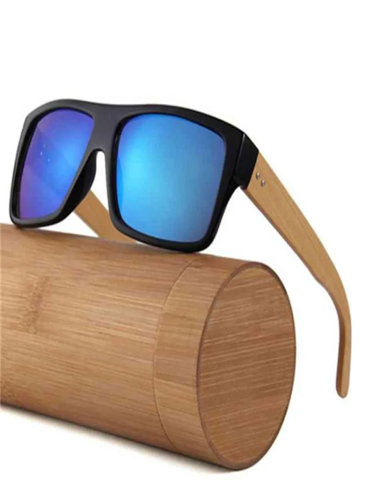 Ade Wu WPB1033 Kwaliteit Oversized Bamboo Wood Sunglass Men PC Lens Retro Bamboo Sun Glass Women Bamboo Case4123706