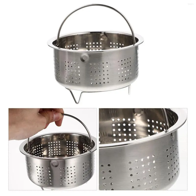 Caldeiras duplas aço inoxidável vaporador de panela rack de boletim de bolas de cozinha portátil portátil cesta para frutas