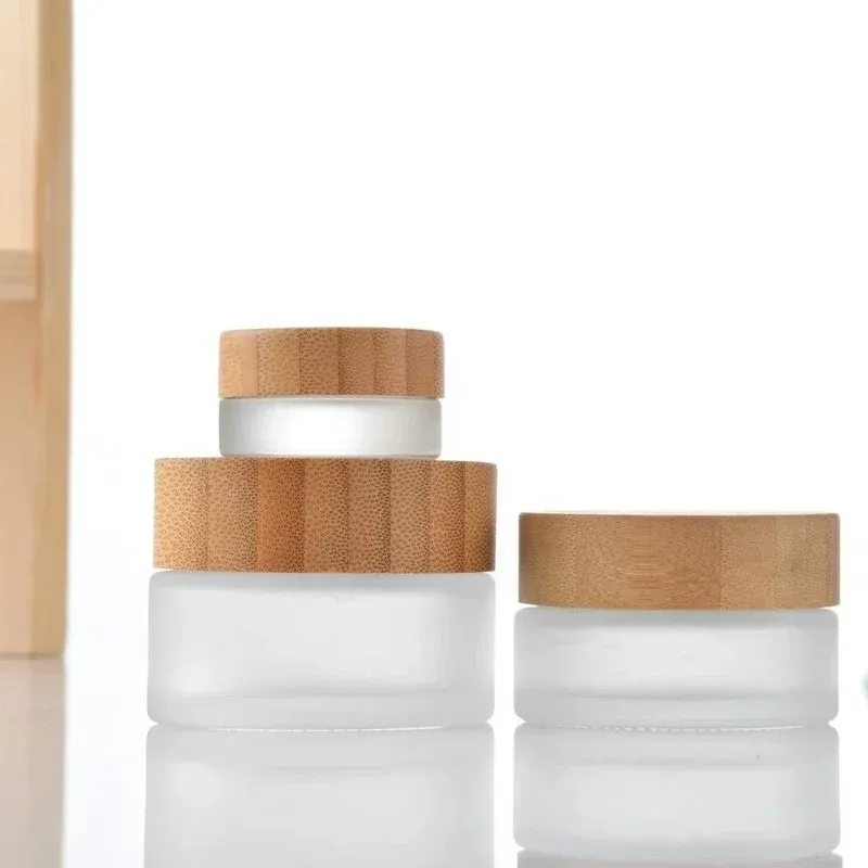 30G Cream Bottle Bamboo Wood Cover Glass Cosmetic Bottle Lip Gloss Containers